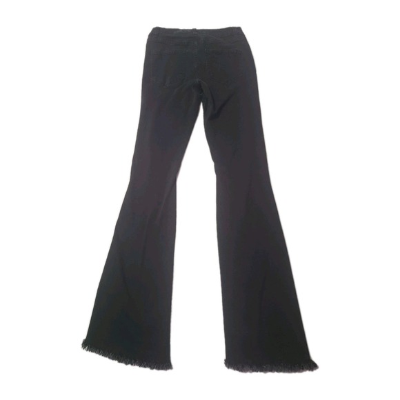 YMI‎ WannaBettaButt Black Distressed Flare Jeans Women's Size 7/28 Raw Hem - Picture 2 of 9